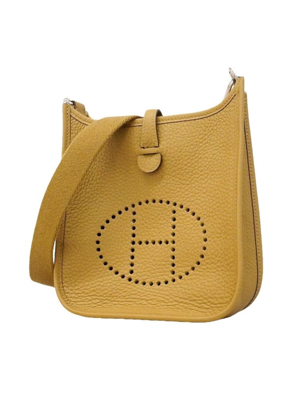 Hermes Shoulder Bag Evelyne TPM Taurillon Clemence Dune Silver